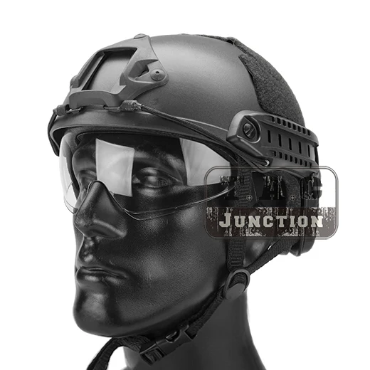 

Emerson Tactical Airsoft Fast Helmet MICH Ballistic MH Type Lightweight OPS Helmet w/ Flip Down Visor NVG Shroud + Side Rail