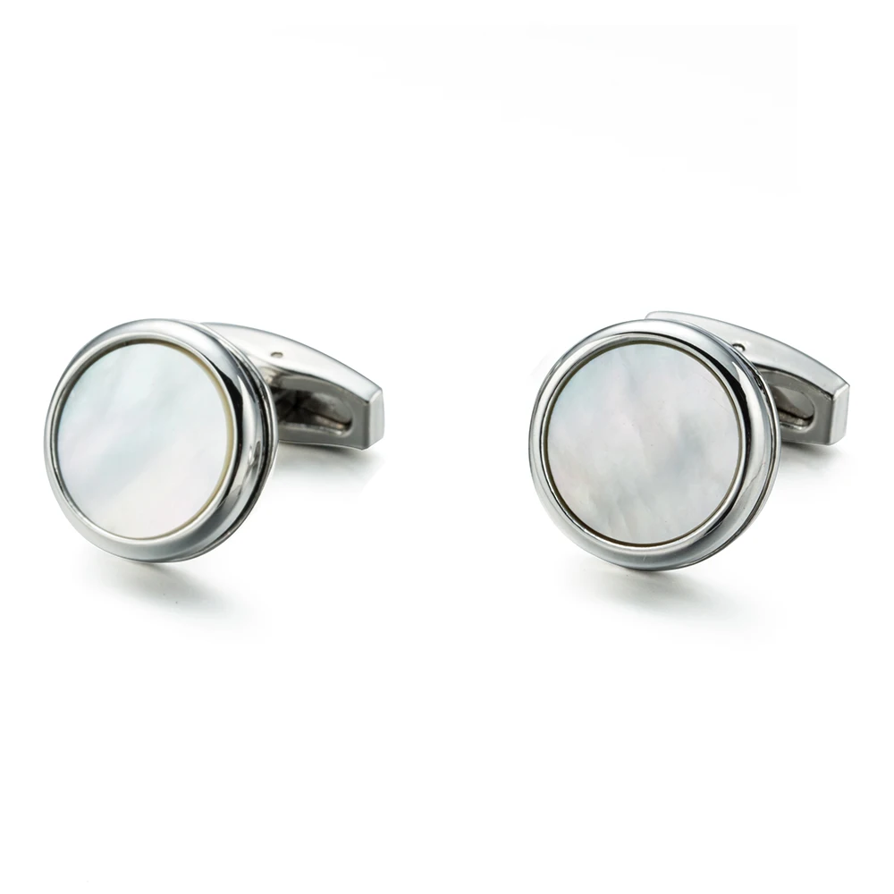 

VAGULA Round Gemelos Sea Shell Cufflinks Party Gifts French Men's Shirt Cuff link Father's day gift cufflings 10190