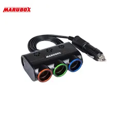 MARUBOX M11,120W 3 Ways Auto Socket Splitter Car Cigarette Lighter Socket Splitter 12V/24V DC Dual USB Port Car Charger