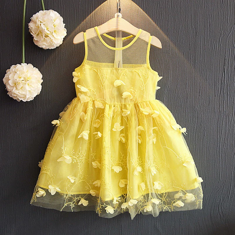 

2019 New Summer Mesh Girls Dress Ball Gown Applique Princess Dress Children Summer Clothes Flower Girl Baby Girls vestidos