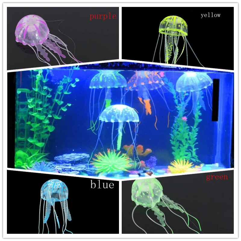 

Artificial Swim Glowing Effect Jellyfish Aquarium Decoration Fish Tank Underwater Live Plant Luminous Ornament Aquatic Landscape