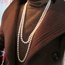 Eternal wedding Women Gift word 925 Sterling silver real 8-9mm natural Taihu freshwater pearl sweater chain, long pearl necklace Eternal wedding Women Gift word 925 Sterling silver real 8-9mm natural Taihu freshwater pearl sweater chain, long pearl necklace