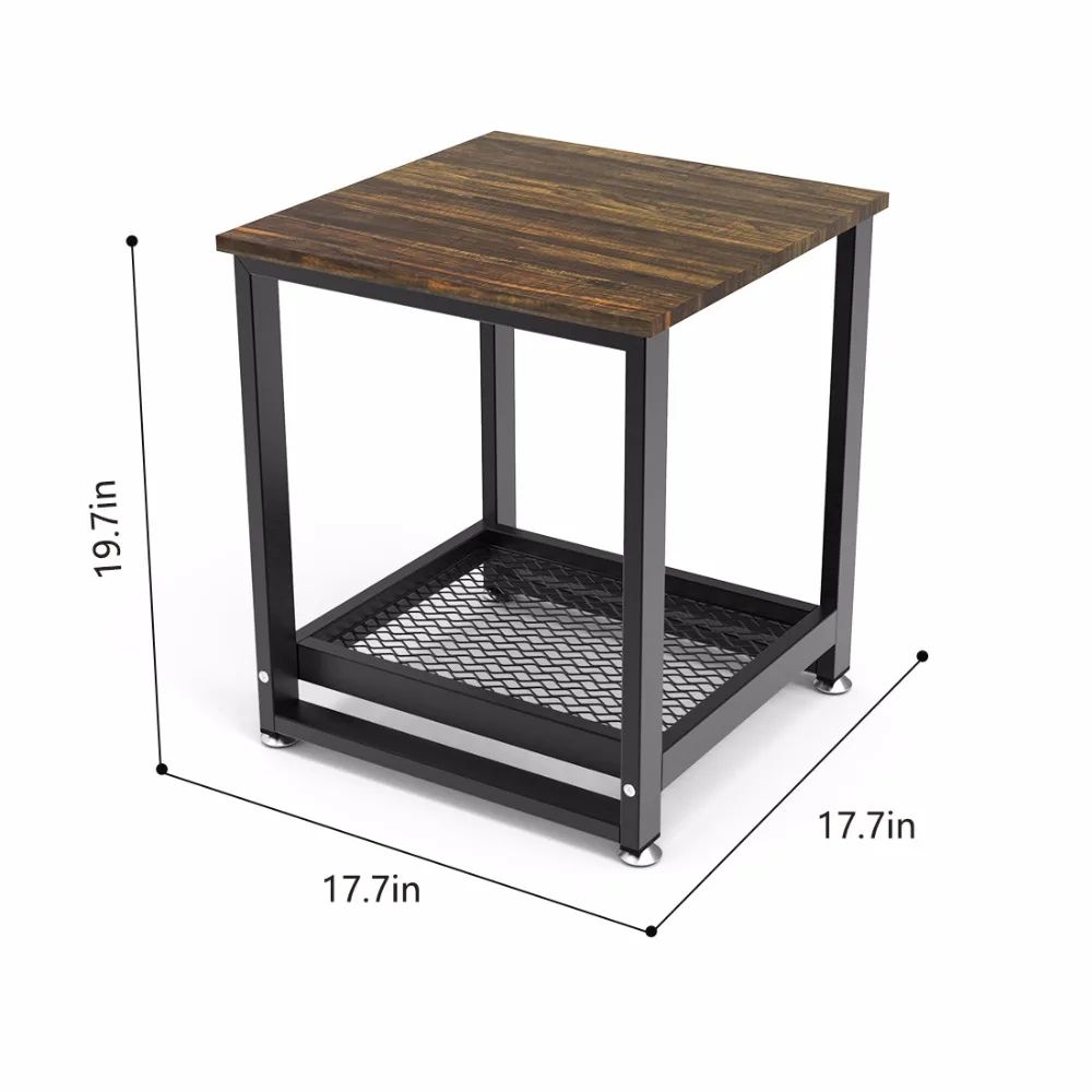 Dewel End Table Living Room Vintage Sofa Side Table with Storage Shelf Night Stand for Bedroom 17.7 in Dx19.68 in H