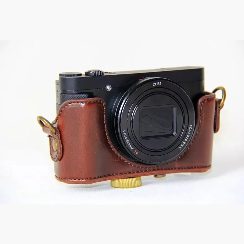 Кожаный чехол сумка для камеры SONY Cyber shot DSC HX90 WX500 с плечевым ремнем|Сумки