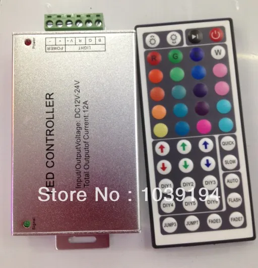 cheap Free Shipping! DC12V~24V12A144W RGB LED Controller with 44 keys Remote for SMD5050 3528 RGB Led Strip Light