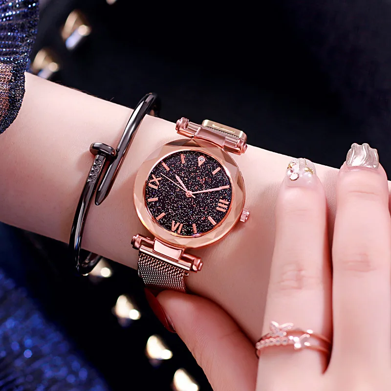 rose gold Женские часы с магнитным ремешком, женские Роскошные наручные часы, женские винтажные наручные часы, часы в подарок для девушек, relogio feminino - Цвет: rose gold