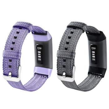 

Replacement Woven Canvas Fabric Watch Band Wrist Strap For Fitbits Charge 3 Smart Watch