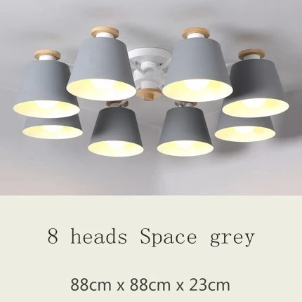 LukLoy, скандинавский светодиодный потолочный светильник, Железный Абажур для гостиной, подвесной светильник, светильники, Lamparas Colgantes, деревянный блеск - Цвет корпуса: Space grey 8 heads
