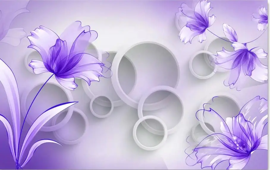 Custom 3d Mural Wallpaper Purple lily transparent flowers, elegant and beautiful, three-dimensional fashion wall Custom 3d Mural Wallpaper Purple lily transparent flowers, elegant and beautiful, three-dimensional fashion wall