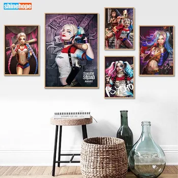 

New Arrival Custom Harley Quinn Canvas Poster Home Decor Canvas Printing Silk Fabric Print Wall Poster No Frame Size 40X60cm