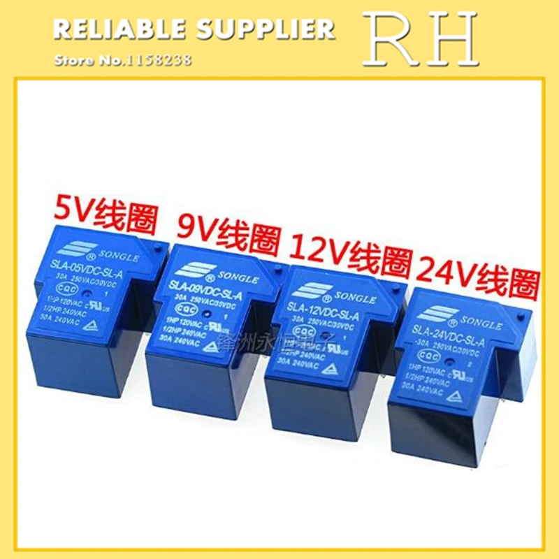 2 шт./лот Мощность реле SLA-05VDC-SL-A SLA-09VDC-SL-A SLA-12VDC-SL-A SLA-24VDC-SL-A 5В 9В 12В 24В 30A 4PIN T90