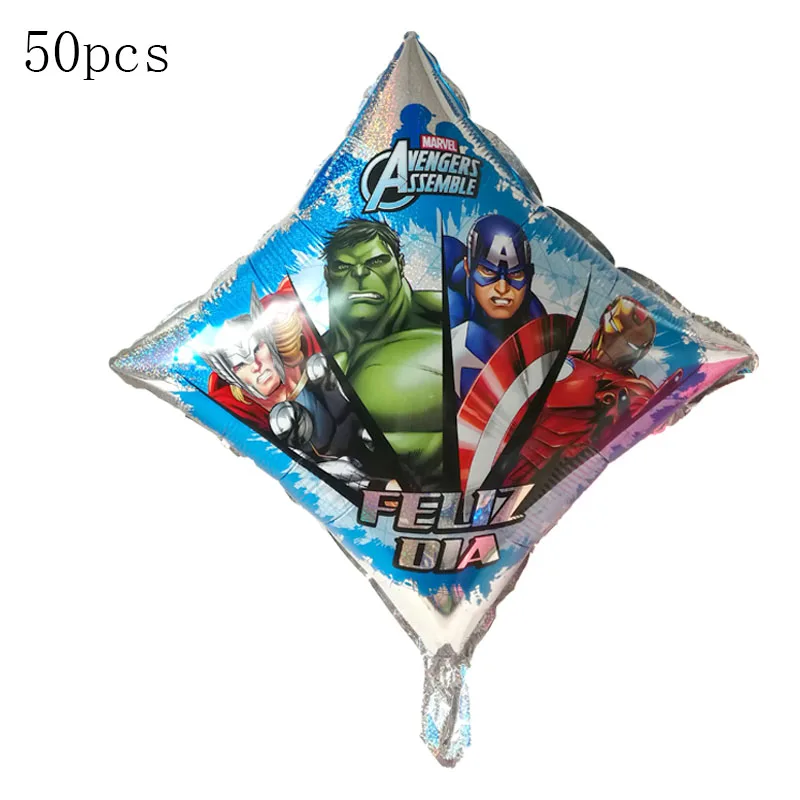 

50pcs/Lot Laser 27inch Avengers Hero ssemble Foil balloons Baby Boy Birthday Party Hulk iron Man feliz dia Helium Ballon Decor