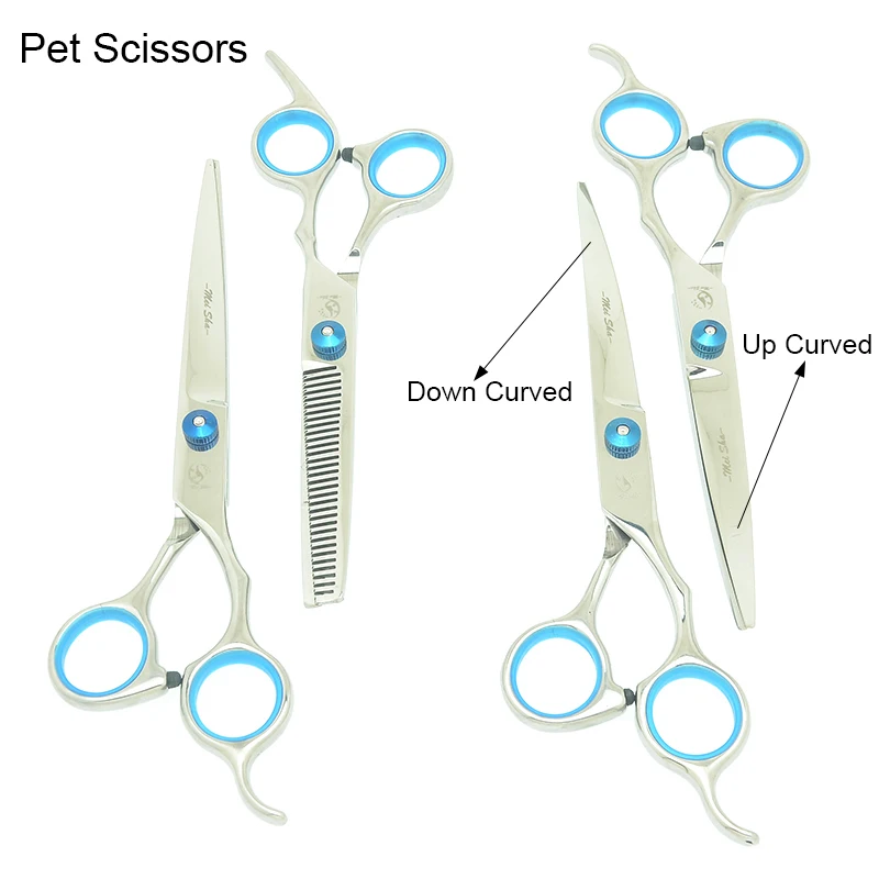 

7" Stainless Steel Pet Grooming Scissors Animal Straight Cutting Scissors Thinning Shears Up Curved Tesoura Pet Clipper HB0036