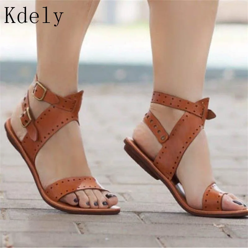

Women Roman sandals Women Summer Sandals Plus Size 43 Leather Flat Sandals Female Flip Flop Casual Beach Shoes Ladies