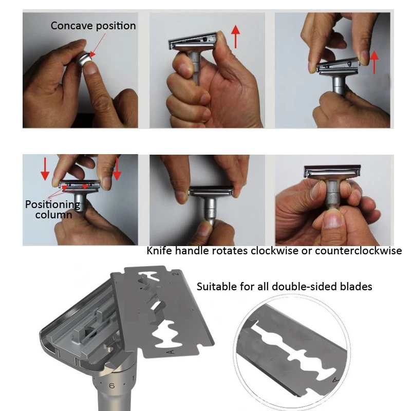 Мужская Регулируемая двухсторонняя бритва из цинкового сплава+ 5 бесплатных лезвий