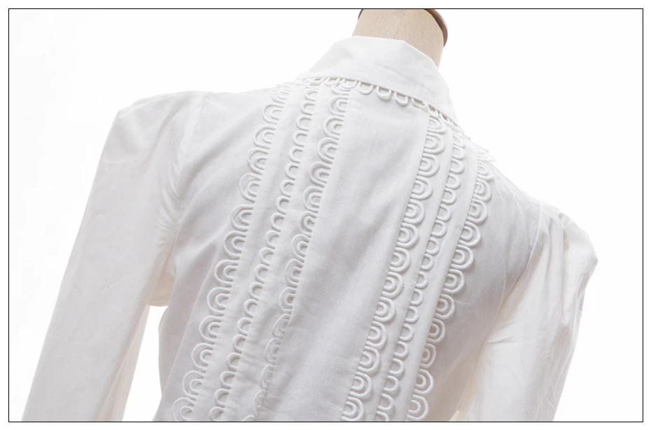 Женская белая пышная с длинным рукавом нагрудные блузка с прорезями Блузка Формальные этап кружевной топ ПР A234