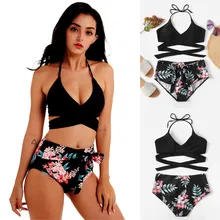 Женский комплект с бюстгальтером, бюстгальтер с пуш-ап подкладкой, пляжный комплект с бюстгальтером на бретельках, летний сексуальный купальник с высокой талией для улицы# C