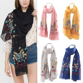 

2019 new 6 colors Women Embroidery Flower Couple Scarf Fashion Beach Multi-Purpose Shawl Scarf Wrap Blanket #0712 A6#7