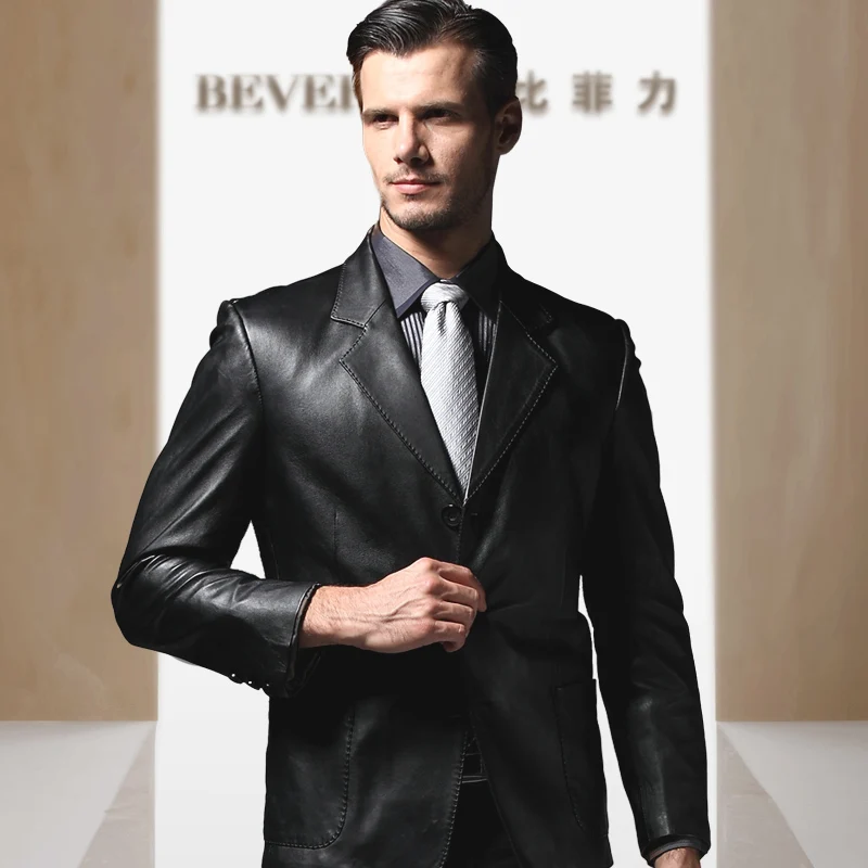 Orientvest force leather suit male sheep skin leather men's suit