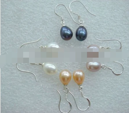 

Hot selling> free shipping 09313 4 pair drop tear shape freshwater pearl earring -Bride jewelry free shipping