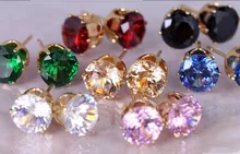 E032 Brinco Новости CZ Колошения 8 Цветов Bijoux Черный Циркон Стад Серьги Для Женщин Свадебное Серьги Девушка Ювелирных Pendientes