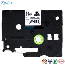 Kodex Heat-shrink Tube Label Tape Compatible for Brother HSe-211 HSe211 HS211 HS-211 Black on White 0.23 inches(5.8mm)