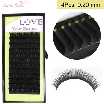 

Free Shipping 4 trays/lot wholesale price 0.20mm thickness Korea Black Material Eyelash Extensions False Lashes Mixed Tray