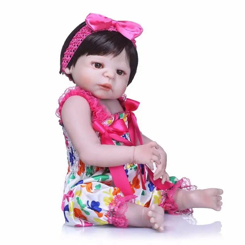 

46cm Brown Eyes Reborn Dolls Baby Simulation Doll Children Lifelike Toys Washable Full Silicone Child Early Education Best Gifts