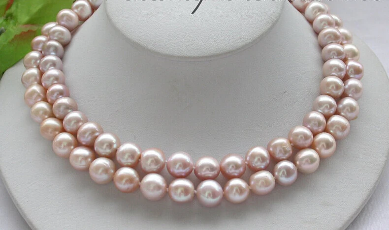 

FREE SHIPPING ****** z4004 2row 18" 11mm lavender round freshwater pearl necklace