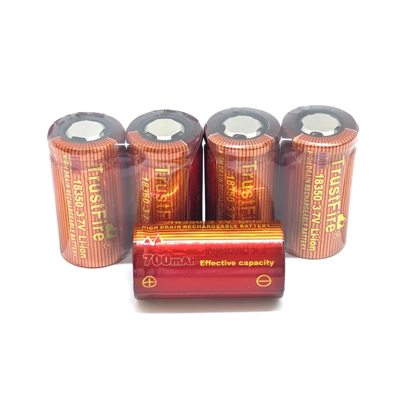 30 шт./лот TrustFire IMR 18350 3,7 V 700 mAh Перезаряжаемые литий-ионный Батарея батареи с большим потоком энергии для электронной сигареты фонари