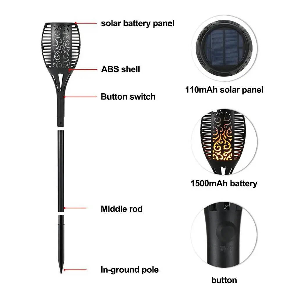 Солнечная пламенная лампа, Мерцающая IP65 Водонепроницаемый светодиодный светильник для украшения сада, ландшафтный свет, лужайка, дорожка, освещение, фонарь, можно заряжать через USB