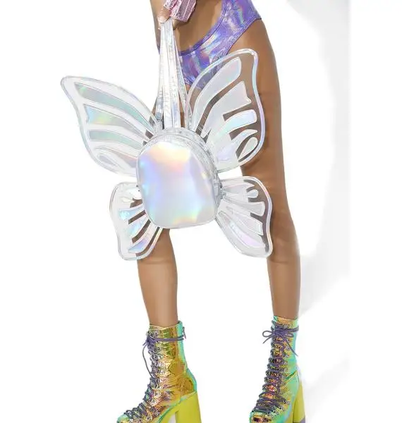 cool backpacks accessories	 Novel Women's Laser Backpack Angel Butterfly Wings School Backpack for Girl Travel Casual Daypack School Bag Holographic Leather stylish backpacks for travel