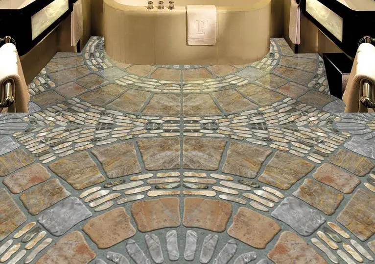 Custom pvc self adhesive luxury 3d flooring wallpaper cobblestone 3d