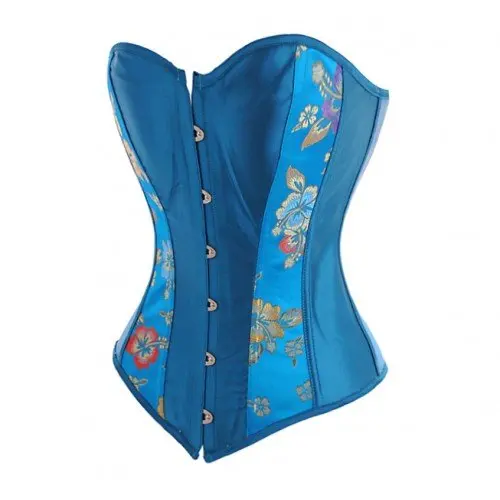 Ladies Fashion Corset Bustier Top Elegant Oriental Styled Turquoise Burlesque Corselet Delicate