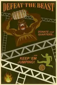 

Defeat The Beast Keep Jump Game Vintage Classic Retro Canvas Frame Propaganda Poster DIY Wall Home Posters Home Decor Gift