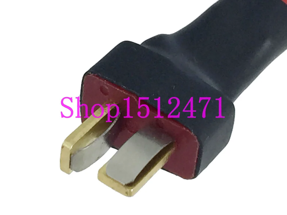 Vue latérale de l'adaptateur T-Plug (style Deans) mâle vers JST mâle, idéal pour batterie RC