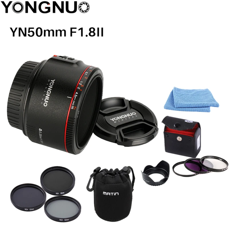 Объектив YONGNUO YN50mm F1.8 II с автофокусом Большая диафрагма для цифровых зеркальных