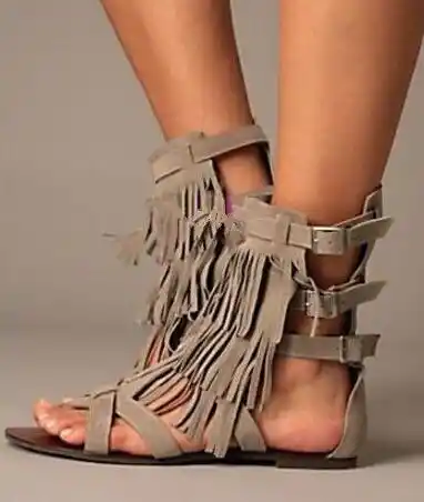 womens grey flat sandals