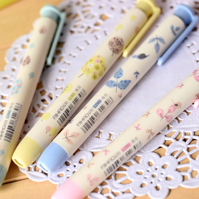 Cute Japan Flowers Pen Eraser Designer Students Pen Shape Eraser Rubber