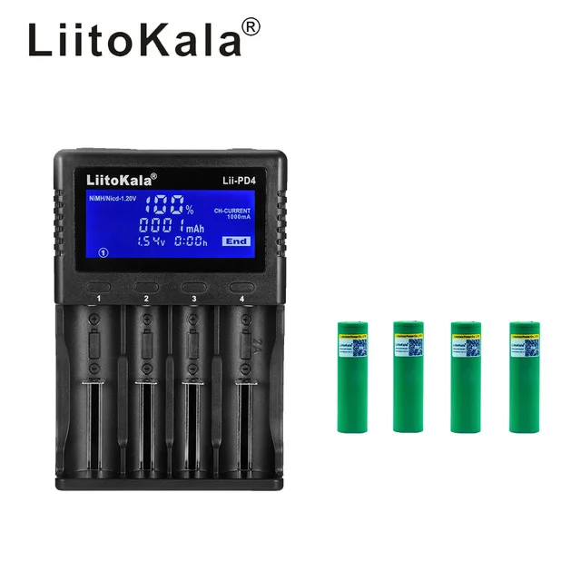 Зарядное устройство LiitoKala с ЖК-дисплеем 3 7 в 18650 21700 + 4 шт. VTC5A 2600 мАч | Электроника