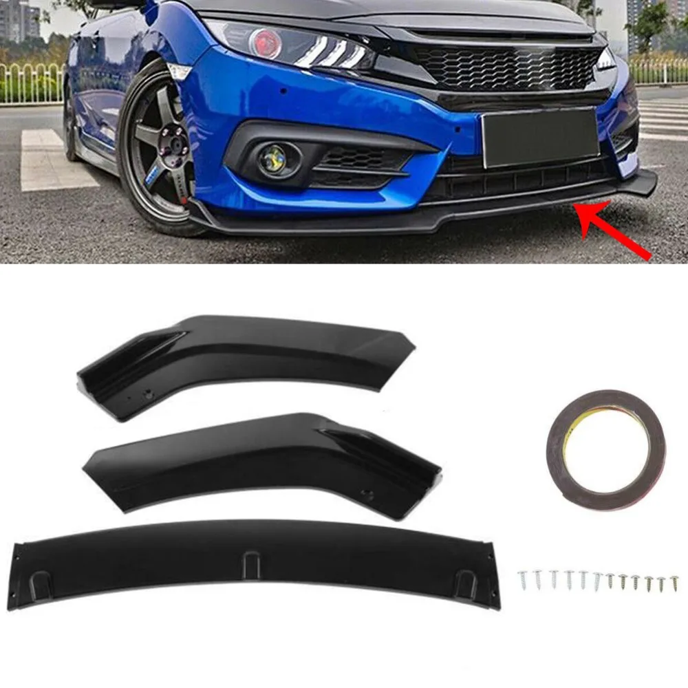 Motors Fit 16 19 Honda Civic Carbon Look Front Body Kit Bumper Spoiler Lip 3 Piece Car Truck Body Kits