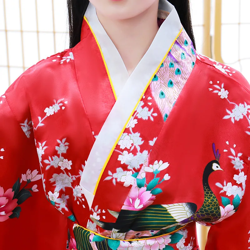 Детское кимоно с цветочным рисунком; халаты; праздничная одежда; традиционное японское платье для девочек; одежда для сцены; детская одежда для сна; костюмы юкаты
