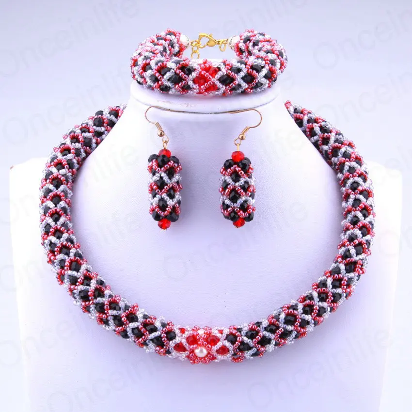 White Black Red African Beads Crystal 