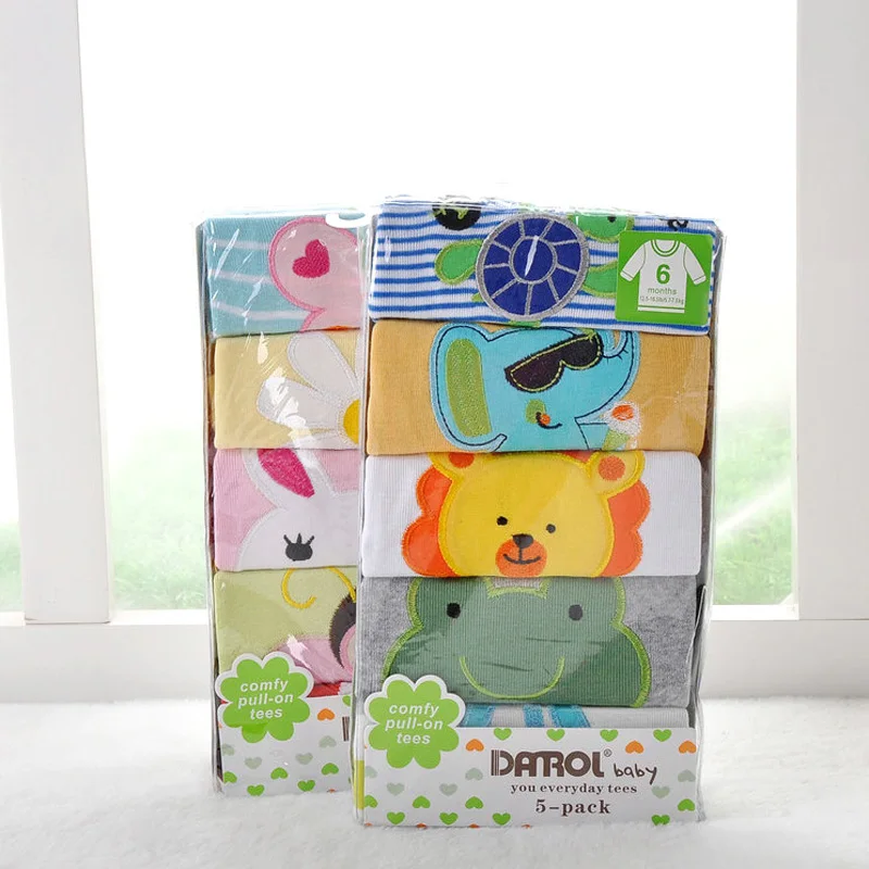 Online 5 Pcs Lengan Panjang Kapas Bayi Kemeja untuk Bayi Bayi Anak anak Gadis Pakaian Bayi Anak Bayi Atasan Pakaian