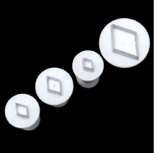 4PCS Diamond Shape Fondant Cutter Set Plunger Cake Mold Mould Tool Decorating