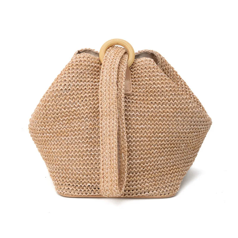 Женская элегантная соломенная трикотажная летняя пляжная сумка-тоут, женская модная плетеная Сумка из ротанга, стиль