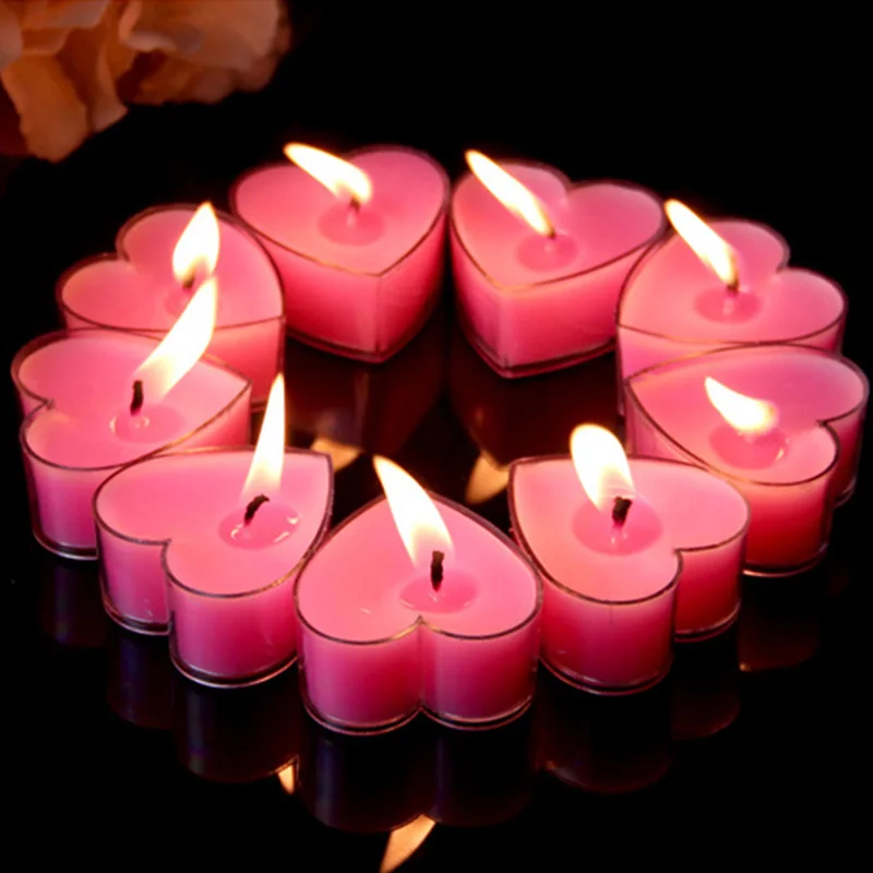10pcs Love heart Shape Candles Romantic Wedding Birthday Party Scented Candle Creative