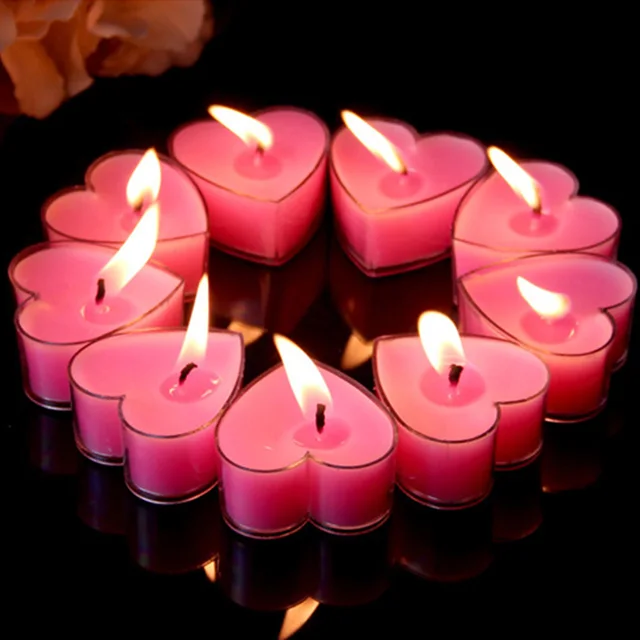 10pcs Love heart Shape Candles Romantic Wedding Birthday Party Scented