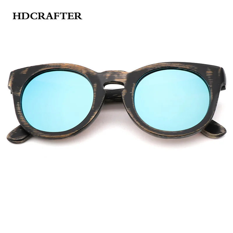 Солнцезащитные очки HDCRAFTER детские поляризационные деревянные винтажные круглые