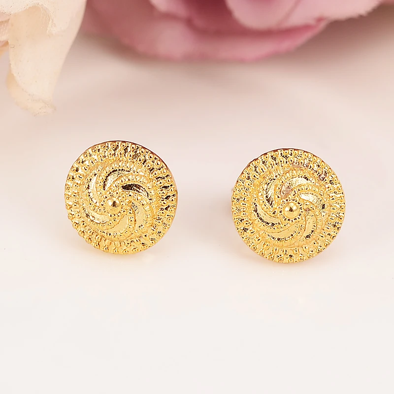 

2pairs gold stud Earrings Ball Women Girl body Jewelry Fashion african PARTYJewellry Ethiopia Round stud Earring kids GP gifts